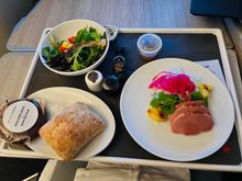 Appetizer- smoked duck, salad, and bread