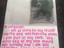 This is the note I received from “him” when he burst on the scene. Cutest thing ever! :)
