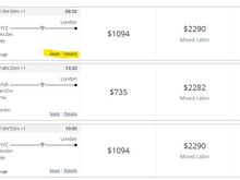 Seats and details are clickable buttons