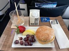 4/4/2023 AS 794 PDX-DEN. Breakfast sandwich. McDonalds would be ashamed to serve this "sandwich"! Completely dried out roll with tasteless sausage, egg & cheese with dome unidentifiable sauce. Service was great...food notsamuch!!!