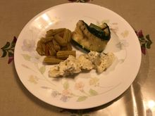 Organic baby sweetcorn , potato salad & zucchini roll
