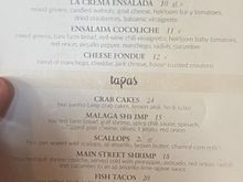 Tapas Menu