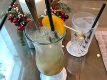 Lychee , peach and lime soda 