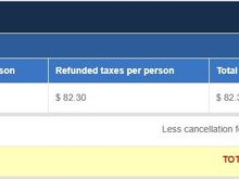 All miles returned, $55 per person deducted from paid taxes/ fees