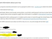 Partner Airlines Confirmation numbers