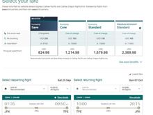 Selected lowest fare, all options are available for selection