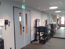 entrance gym, towels are provided.