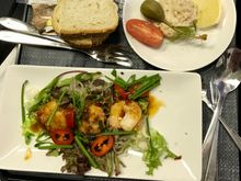 Scottish smoked salmon rillettes
Grilled prawns with enoki and chestnut mushrooms, spicy sesame seed dressing