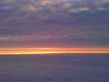 Atlantic sunset, probably somewhere between Greenland and northern Canada.