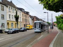 Typical Ruhrgebiet street scene, although the streetcars (trams) are becoming more rare
