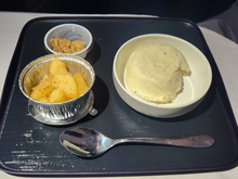 Vanilla gelato with accompaniments on the side. The apples were delish!