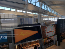 View of construction from international arrival level near gate C134