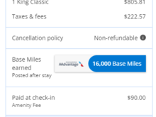 BookAAHotels - $268.60 (& 1/3 cent) per night, $1028.38 with taxes/fees for 3 nights PLUS $90 resort fee