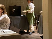The dedicated club breakfast room attendant, kudos for doing it all by herself AND fetching the hot cook to order items from restaurant Arrel downstairs!