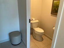 Only accessible from the bedroom you can enter the bathroom with a seperate toilet (light is motion-sensor operated: handy for those bleary eyed after narcosis at night)