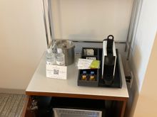 Also here a Nespresso capsule machine and empty fridge 