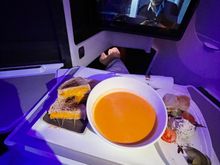 Grilled cheese and spicy tomato soup