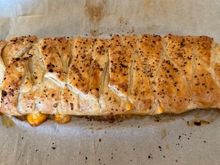 Breakfast Braid - eggs, cheese and ham wrapped in puff pastry 