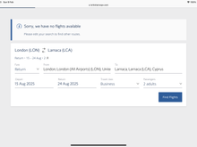 BA says no availability to LCA on these dates (and in December too)