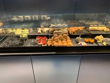 Cold savoury items. Hot food is available too. Greek meatballs and rice, moussaka and stuffed peppers.