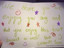 This was a nice hand written welcome card