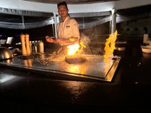 fire show with fried rice