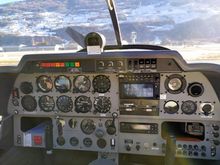 Instrument panel in the small cockpit 