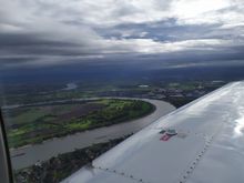 After take-off from Mönchengladbach airport, with amazing views of the Rhine river 