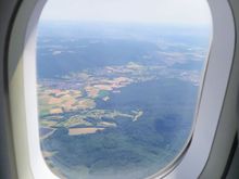 A view of forested Bavaria after taking off from Munich 