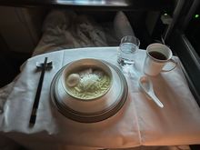 Chicken ramen snack mid flight. 