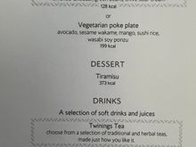 Menu. Lunchtime domestic ABZ to LHR