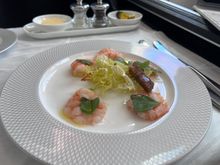 Poached prawns with basil, lemon olive oil dressing