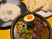 Soup curry and a nan at Crazy Spice, Otaru