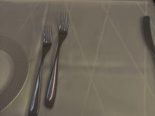 Different table cloths from last time. They have a diamond pattern. 