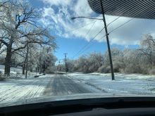 This was taken 3 days afterwards. Still icy and trees are covered with ice 