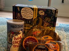 I got back from a 2 week vacation last night and came home to a gift from Jamesteroh. It’s all pictured but the oatmeal cookie because I ate that right away. Perfect for me. Thank You! 