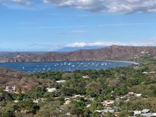 Coco Bay with Nicaraguan volcanoes in the distance