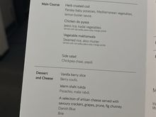 Surprised to see this menu for an 8:40am flight - I was expecting breakfast.