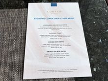 Executive Lounge ala carte menu, breakfast