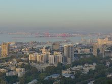 Haifa port and bay from the road to the monastery