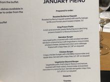 January menu. 