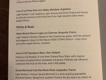 New TATL wine list starting January 2024