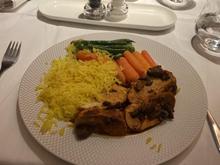 Main course: chicken breast with mushroom sauce
