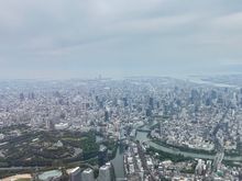 Fun views of Osaka (including the castle) on approach