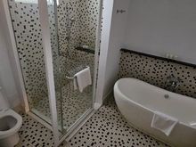 Bathroom, including shower and a large tub