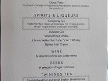Drink menu A (not sure if this was the first or second menu)