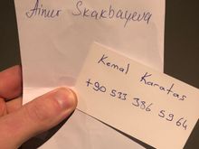 Hand written hotel contact info