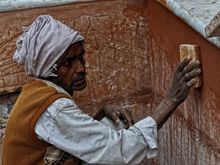 Jaipur - Construction Worker at Palace of the Winds 2010 FEB 15