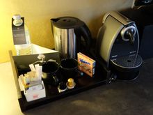 nespresso machine, biscuits 