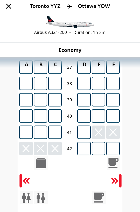 Seat Map Air Canada Airbus A321 200 Rouge